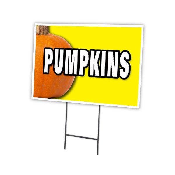 Pumpkins Yard Sign & Stake outdoor plastic coroplast window, C-1216-DS-Pumpkins